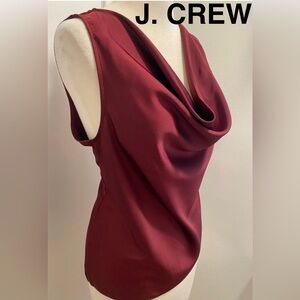 J. Crew Deep Red Burgundy Draped Sleeveless Blouse - Size S